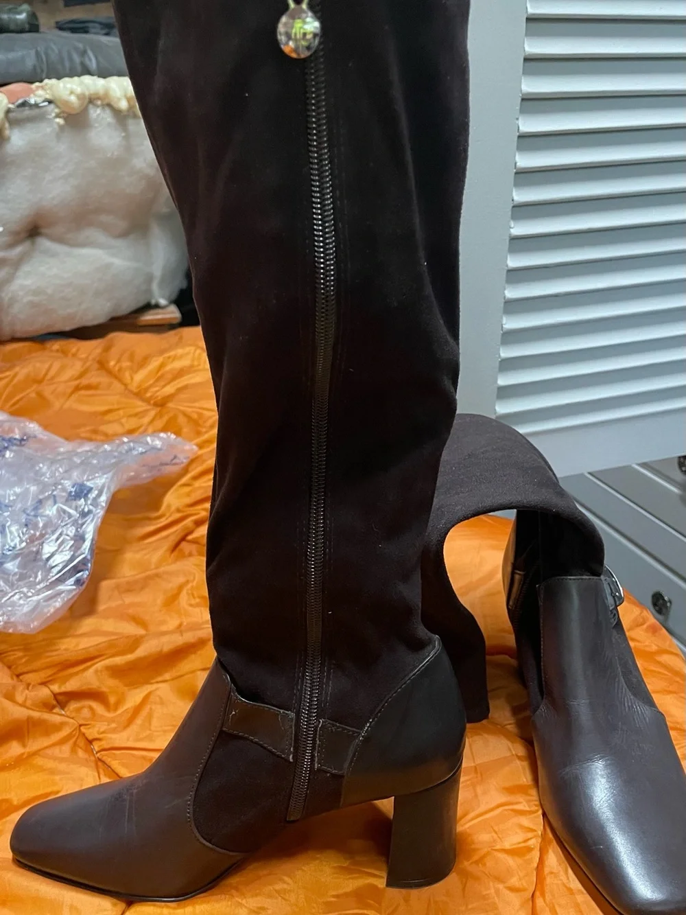 Tahari Dark Brown Over-the-Knee Buckle Boots